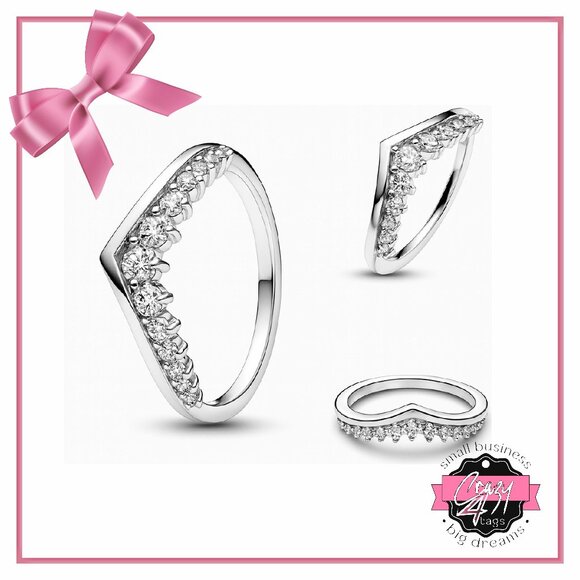 Floating Pavé Chevron Ring Size 8 - Picture 1 of 13